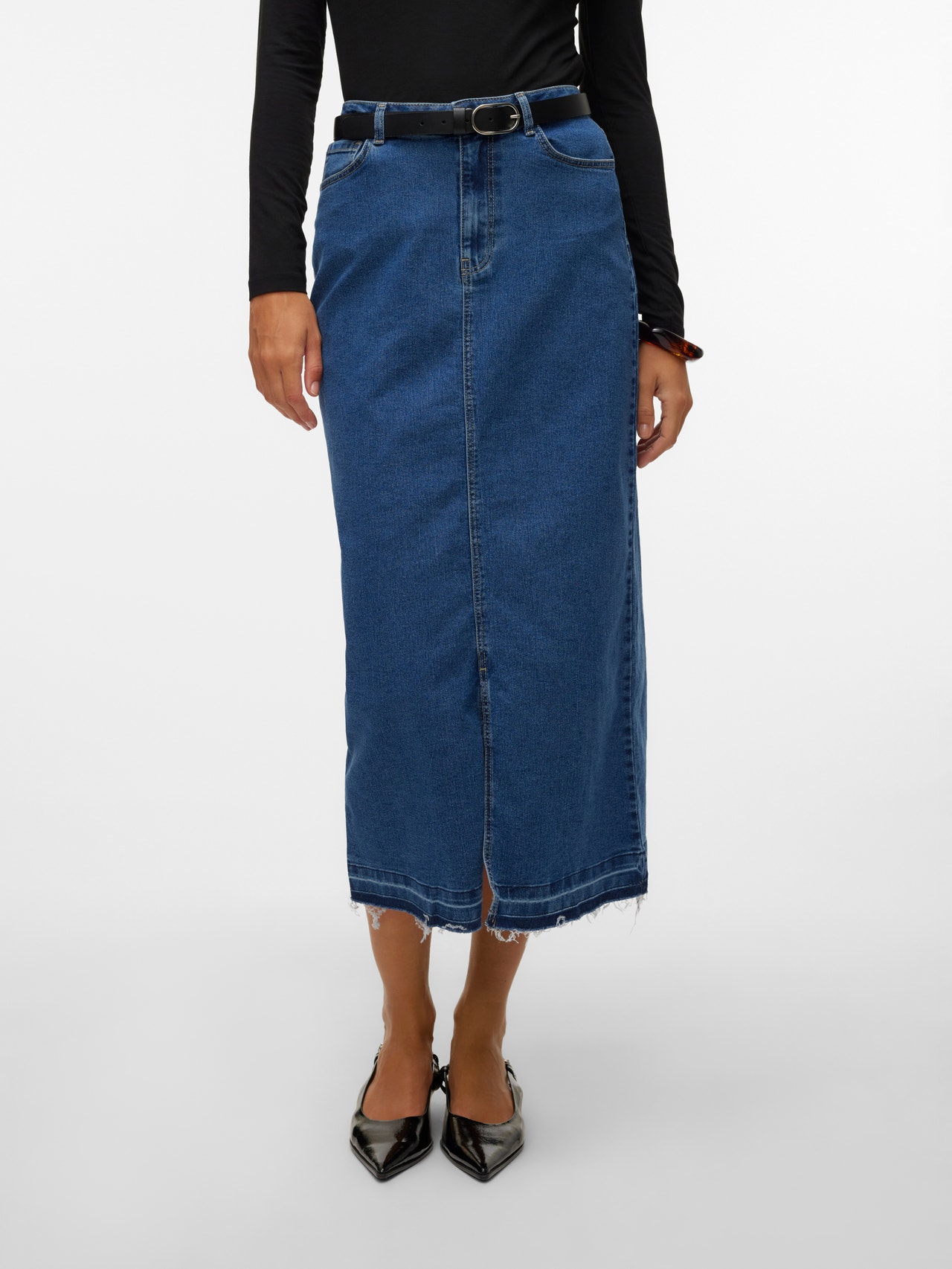 Vero Moda VMREAL Długa spódnica -Medium Blue Denim - 10313990