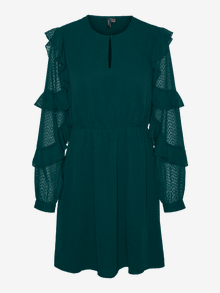 Vero Moda Tall VMSMILLA FRILL SHORT DRESS - Jurk - black/zwart Vero Moda Tall VMSMILLA FRILL SHORT DRESS - Jurk - black/zwart