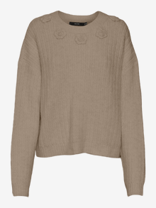 Vero Moda Tavapärane lõige Ümmargune kaelus Langetatud õlaosa Pullover -Silver Mink - 10314231
