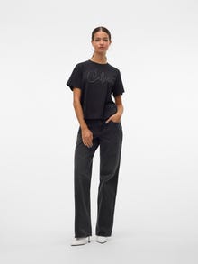 Vero Moda VMFILIPPA Matala vyötärö Straight fit Farkut -Black Denim - 10314571