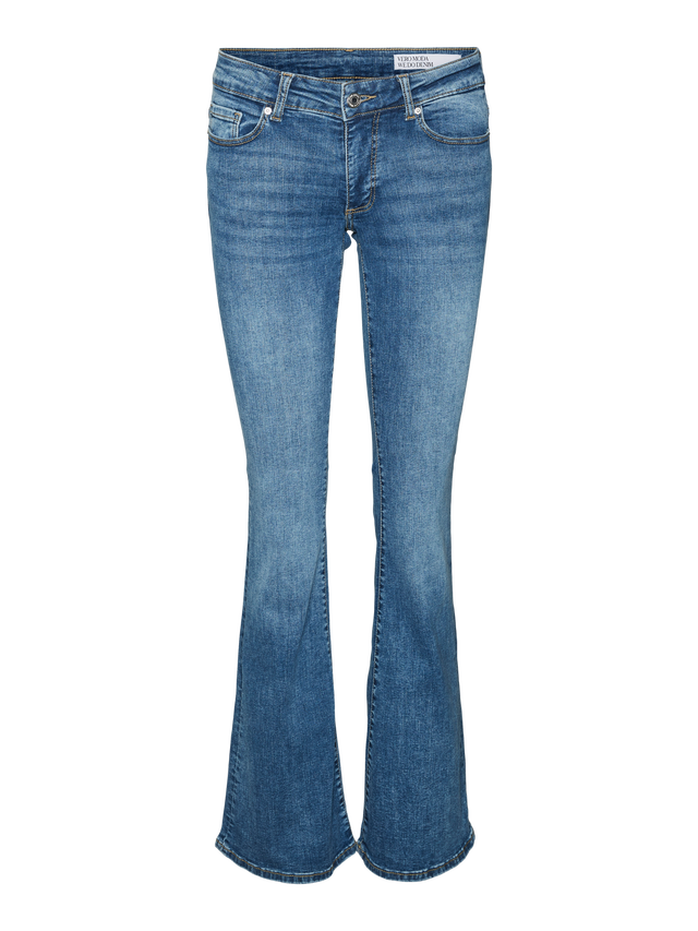 Only Blush Mid Rise Flared Jeans in Medium Blue Denim