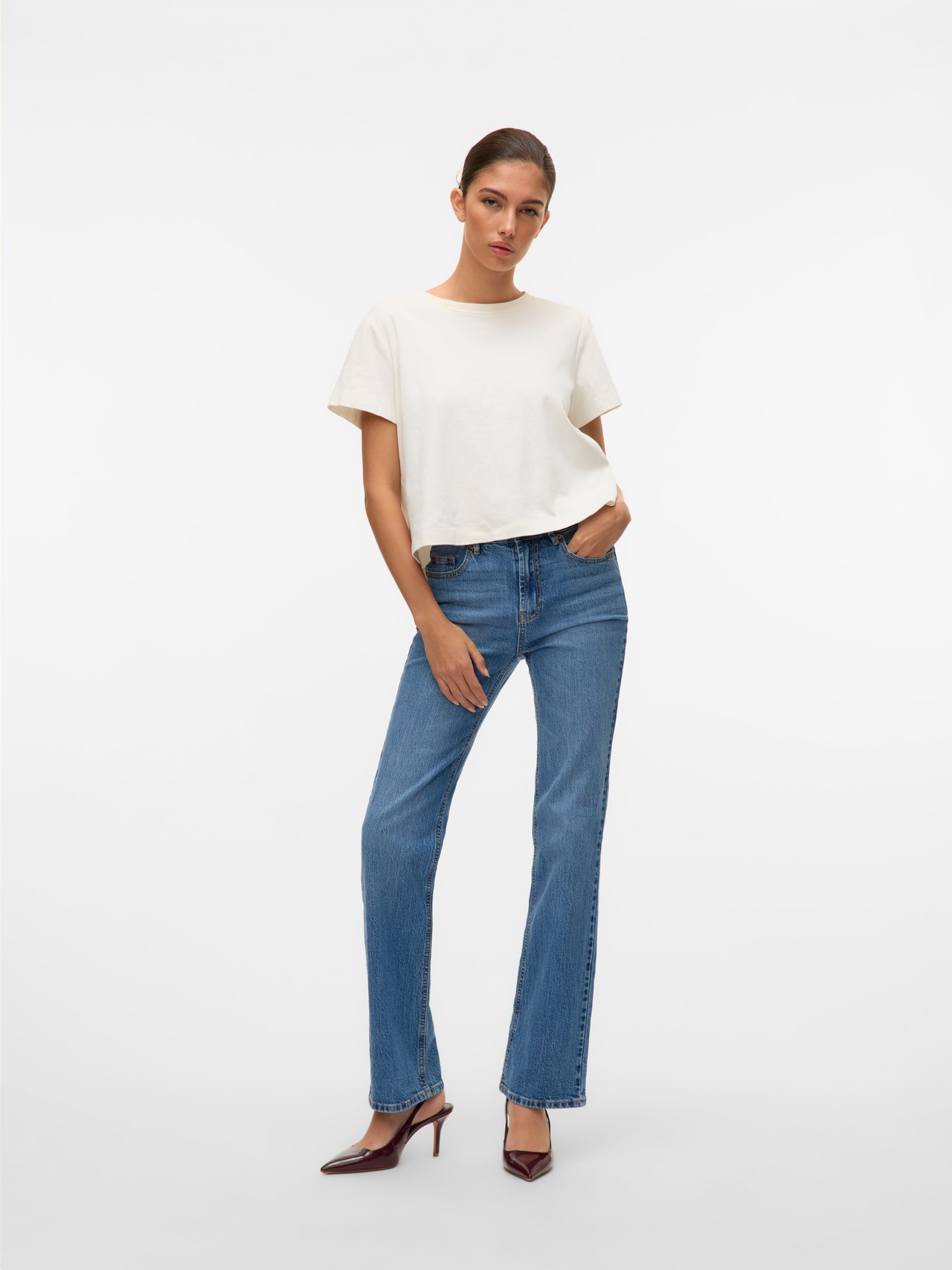 Vero Moda VMTESSA High rise Straight fit Jeans -Medium Blue Denim - 10315494