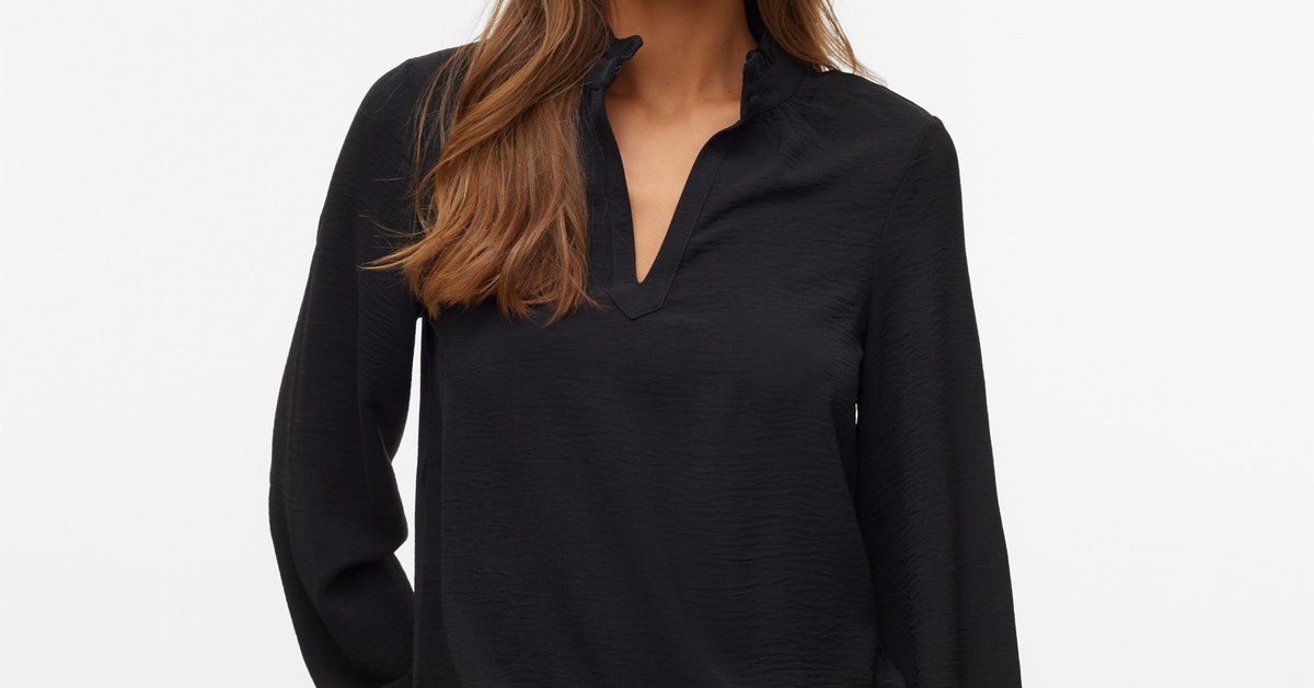 Chemisier Noir Femme Rue 21 – Taille S – Manches Courtes – Coton Mélangé