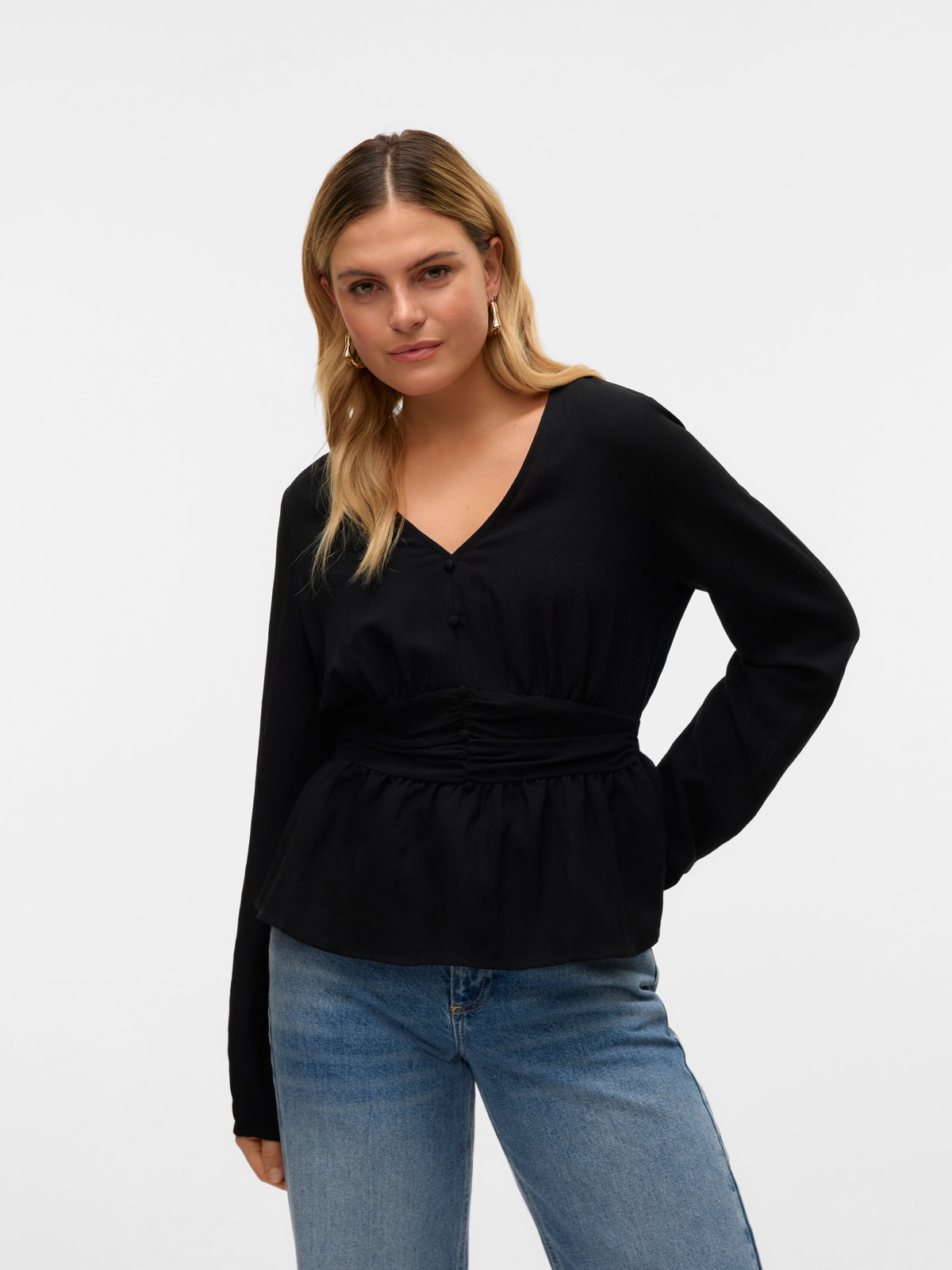 Vero Moda VMVERONIKA V-Neck Top Black