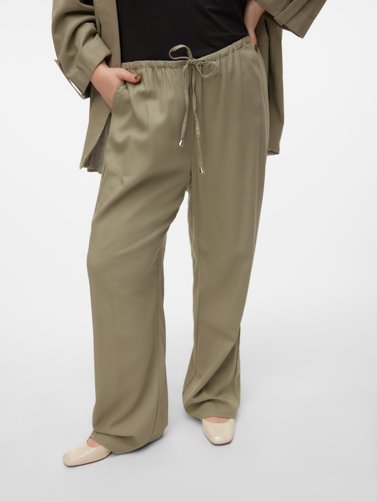 Vero Moda VMDINNA Mid waist Trousers -Laurel Oak - 10316279