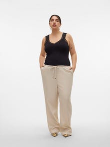 Vero Moda VMDINNA Mid waist Trousers -Oatmeal - 10316279