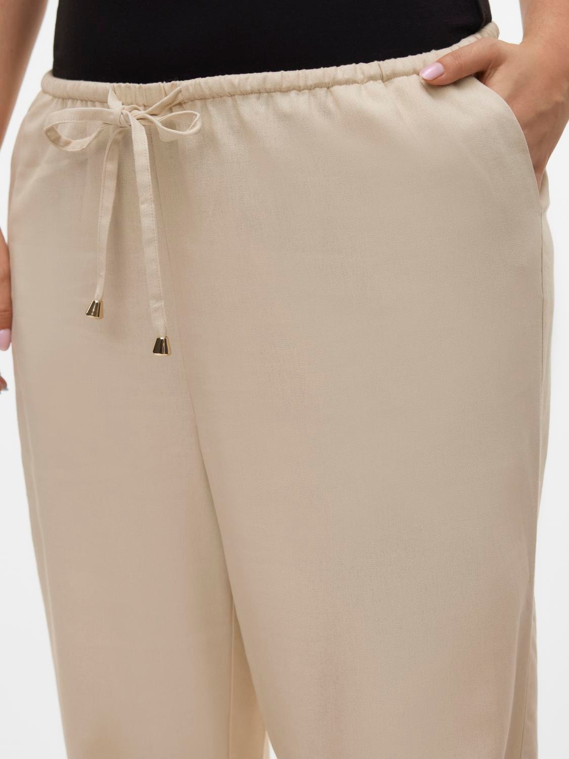 Vero Moda VMDINNA Mid waist Trousers -Oatmeal - 10316279