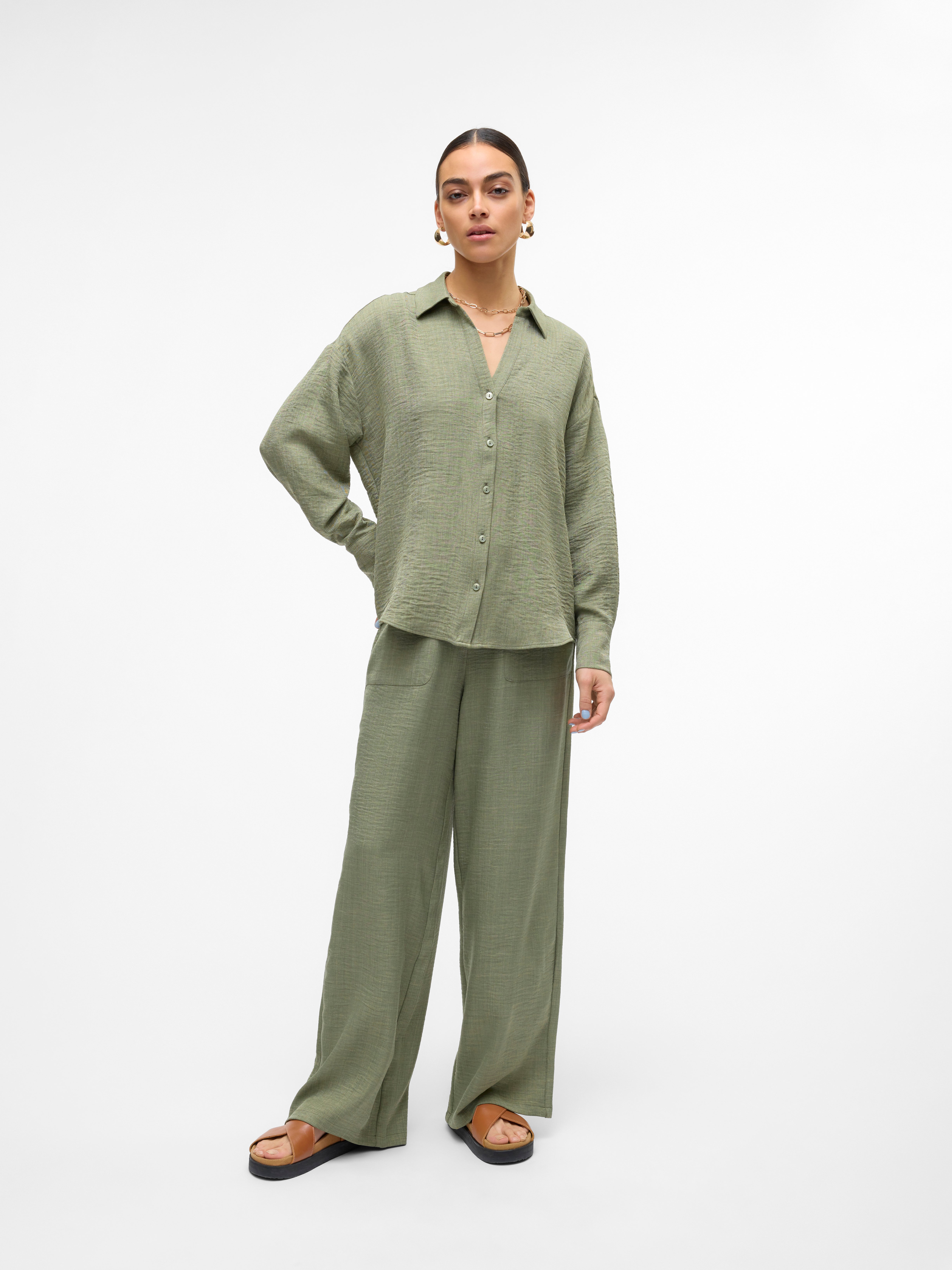 VMMELANEY Hohe Taille Hose | Mittelgrün | Vero Moda®