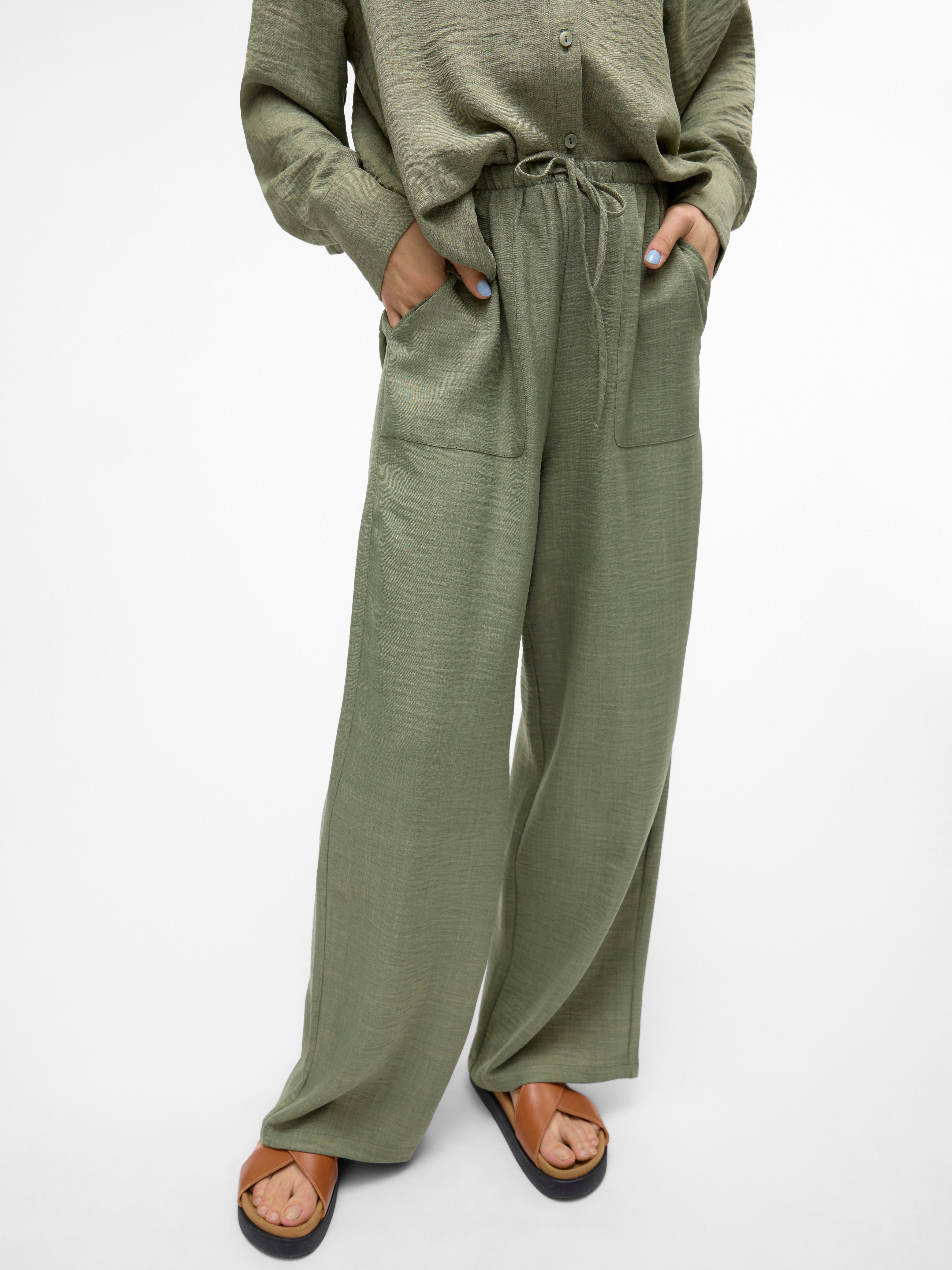 VMMELANEY Hohe Taille Hose | Mittelgrün | Vero Moda®