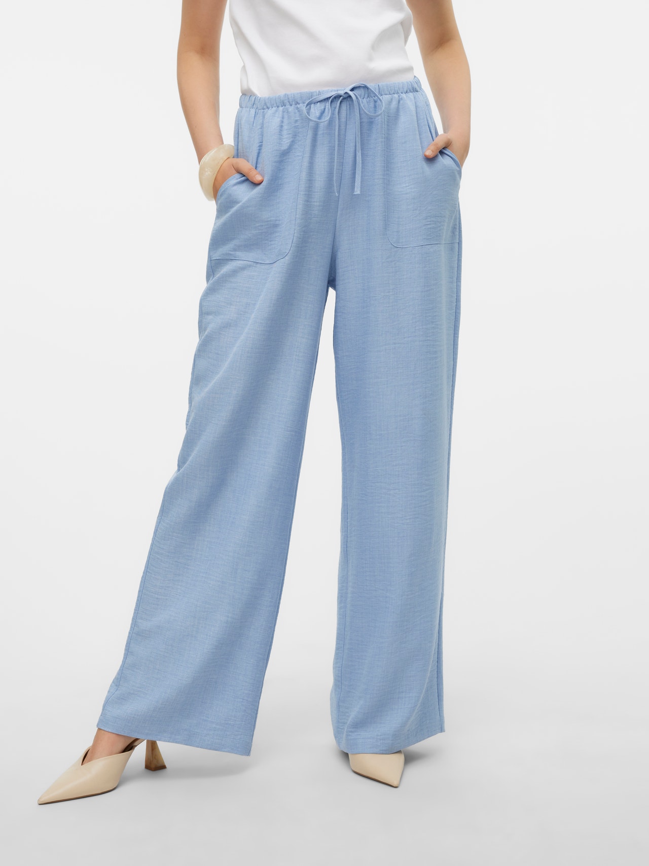 Vero Moda wide leg dad trousers in silver lining Vero Moda wide leg dad trousers in silver lining