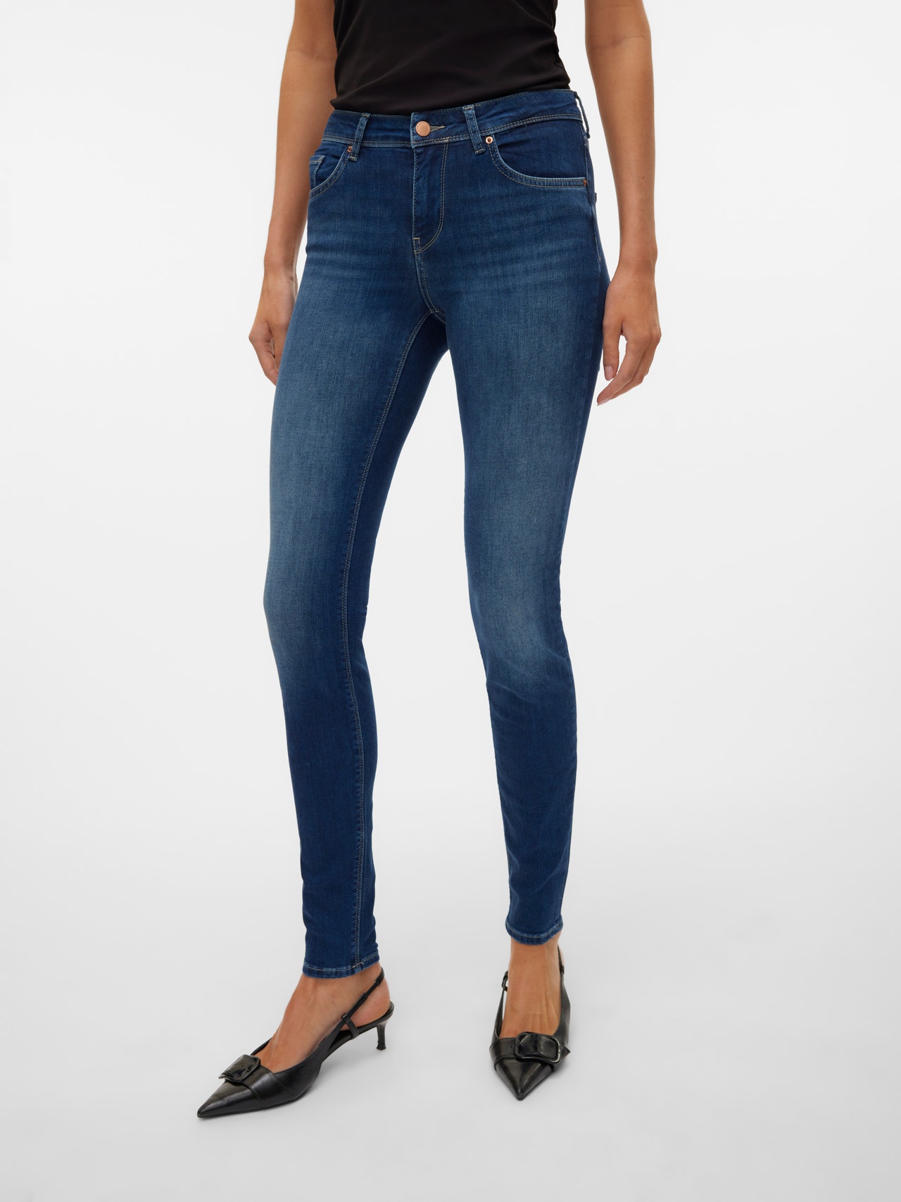 Vero Moda VMLUX Mid rise Slim fit Jeans -Medium Blue Denim - 10316883