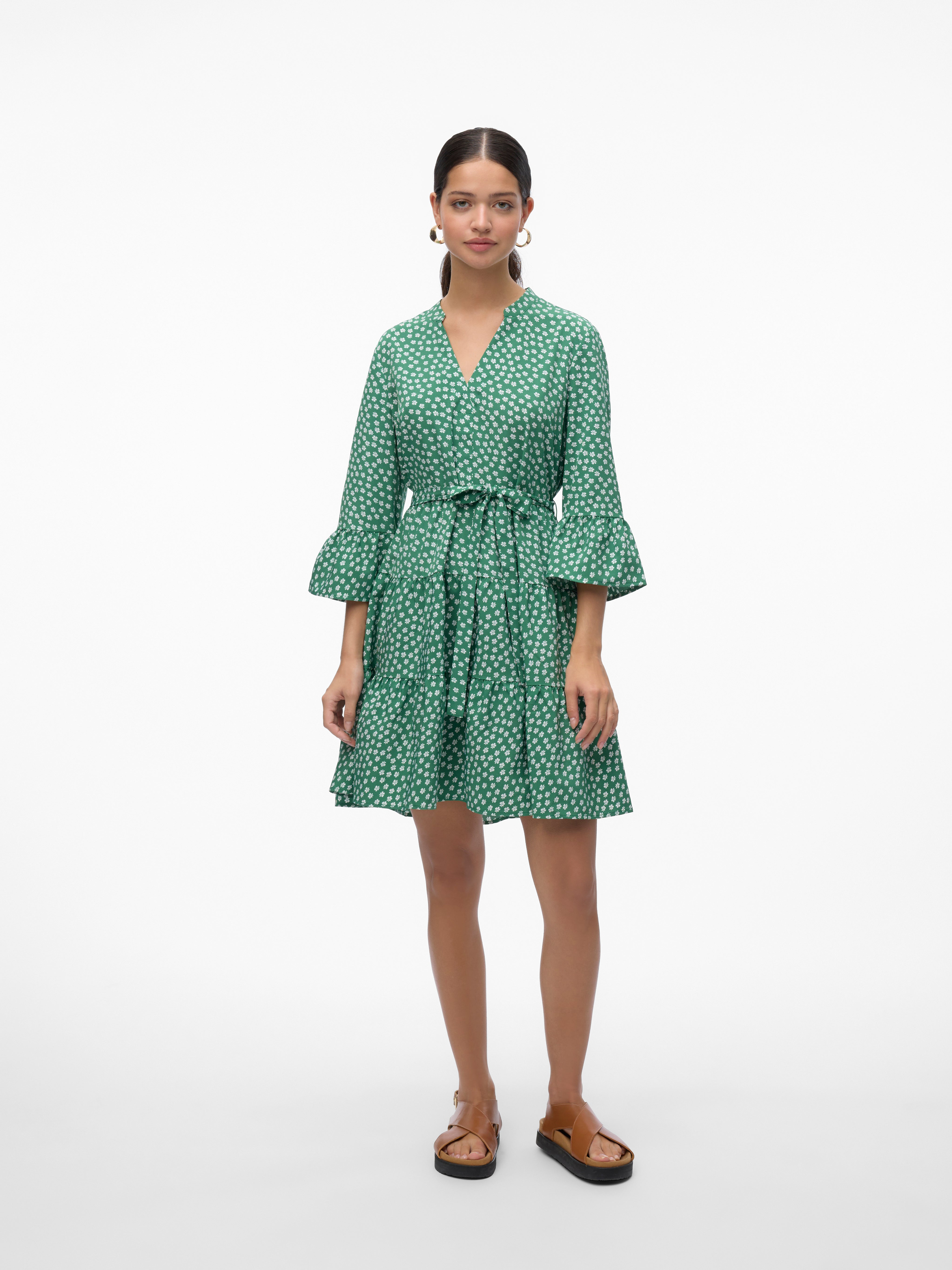 Robe Courte Femme VERO MODA Vmallison - Col En V, Manches Longues - Coupe Droite - Style Décontracté Chic