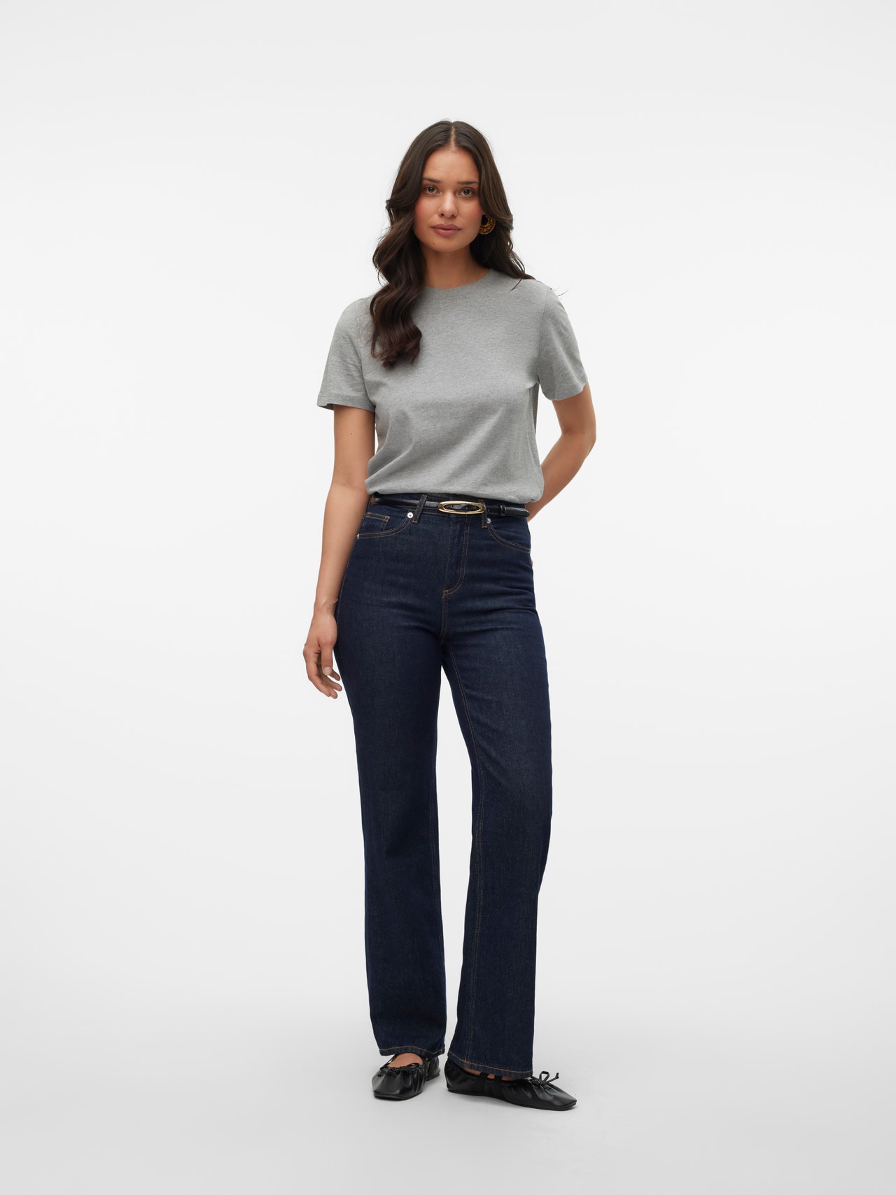 Vero Moda VMPAULINA T-Shirt -Light Grey Melange - 10316991