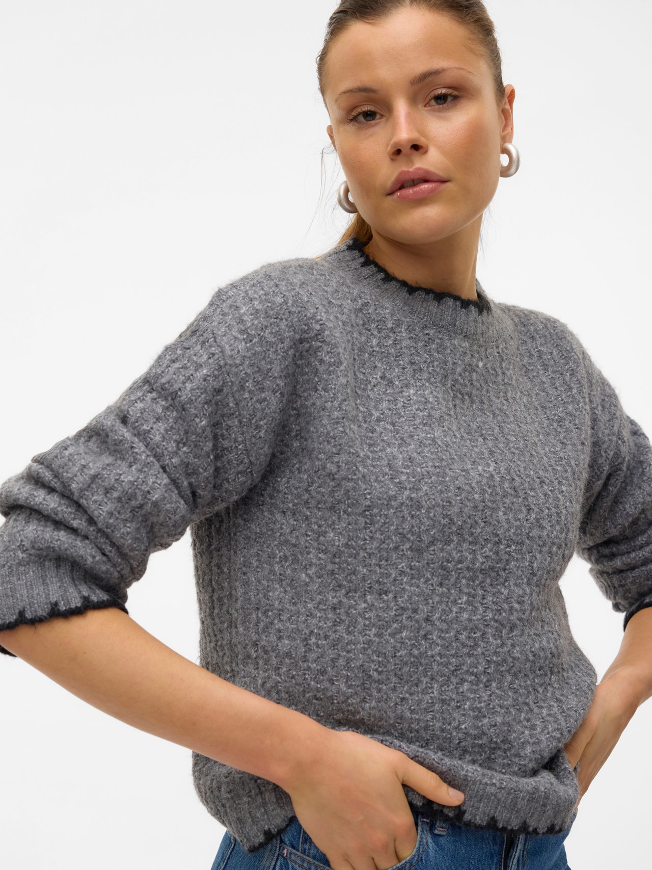 Vero Moda VMESTHER Sweter -Medium Grey Melange - 10317006