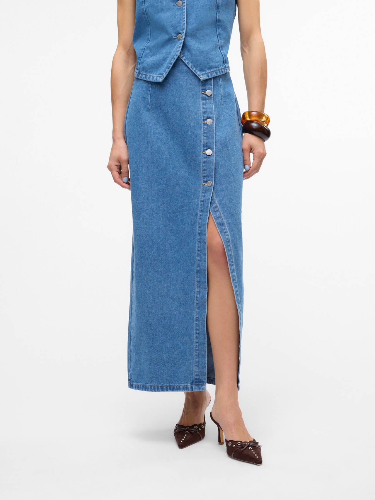 Vero Moda VMABBIGAIL Long Skirt -Medium Blue Denim - 10317286