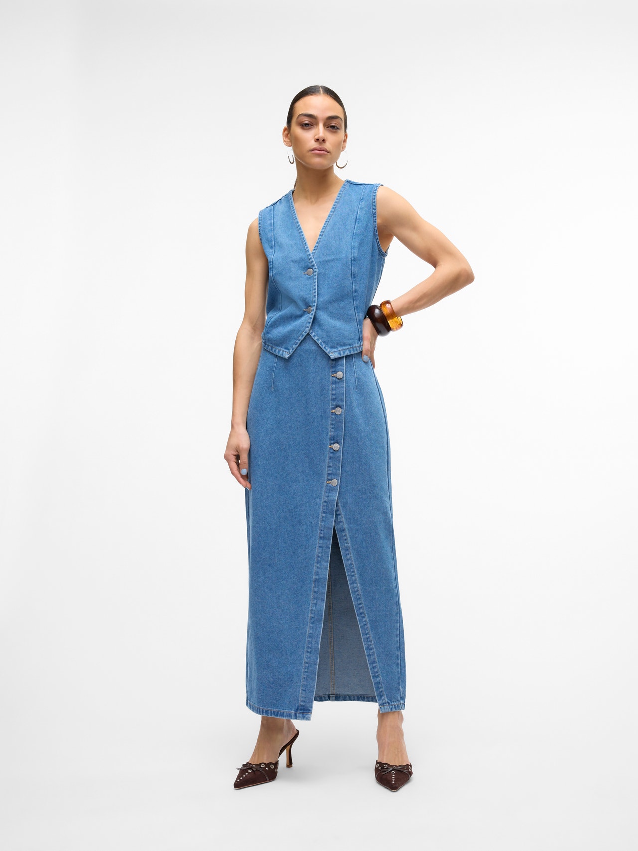 Vero Moda VMABBIGAIL Lång kjol -Medium Blue Denim - 10317286
