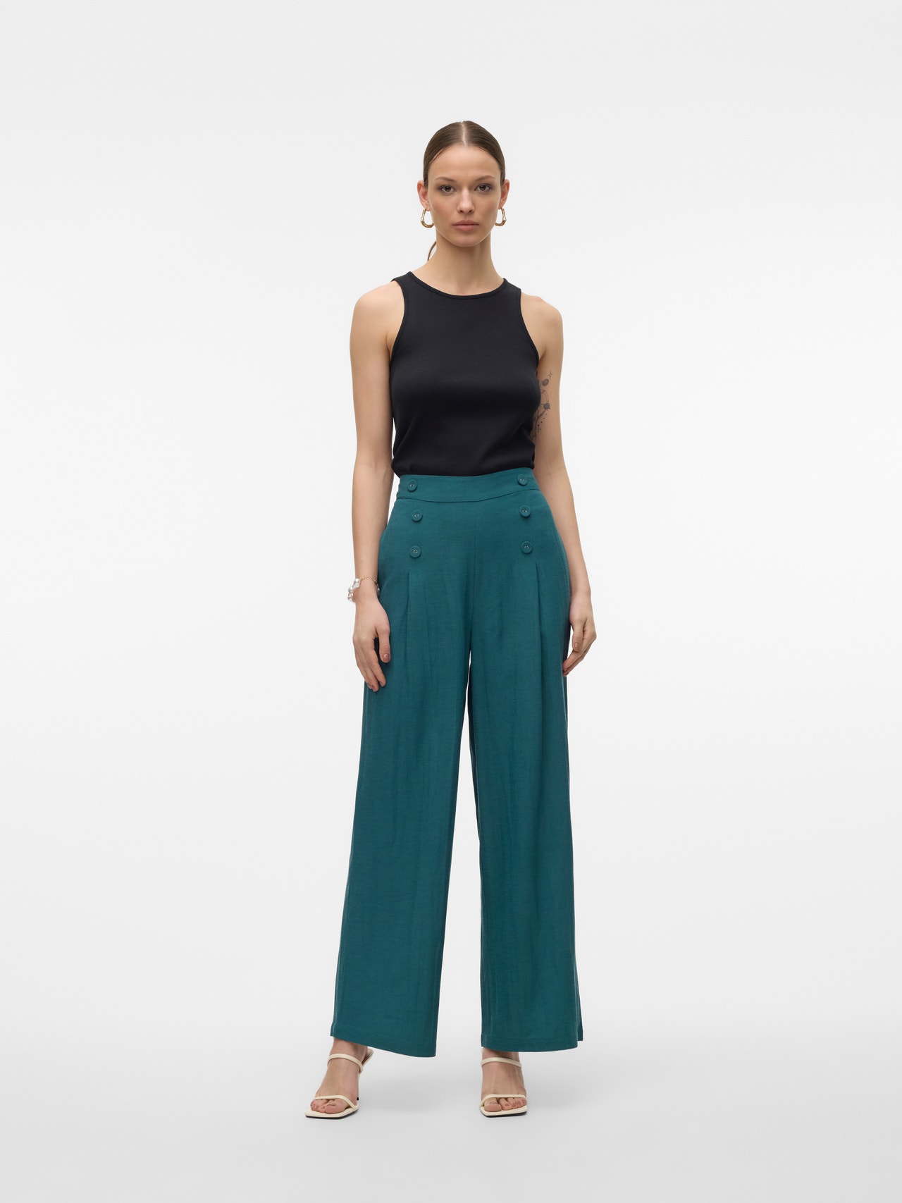 Pantalon en sergé avec cordon de serrage - Bourgogne - FEMME | H&M CA Pantalon en sergé avec cordon de serrage - Bourgogne - FEMME | H&M CA