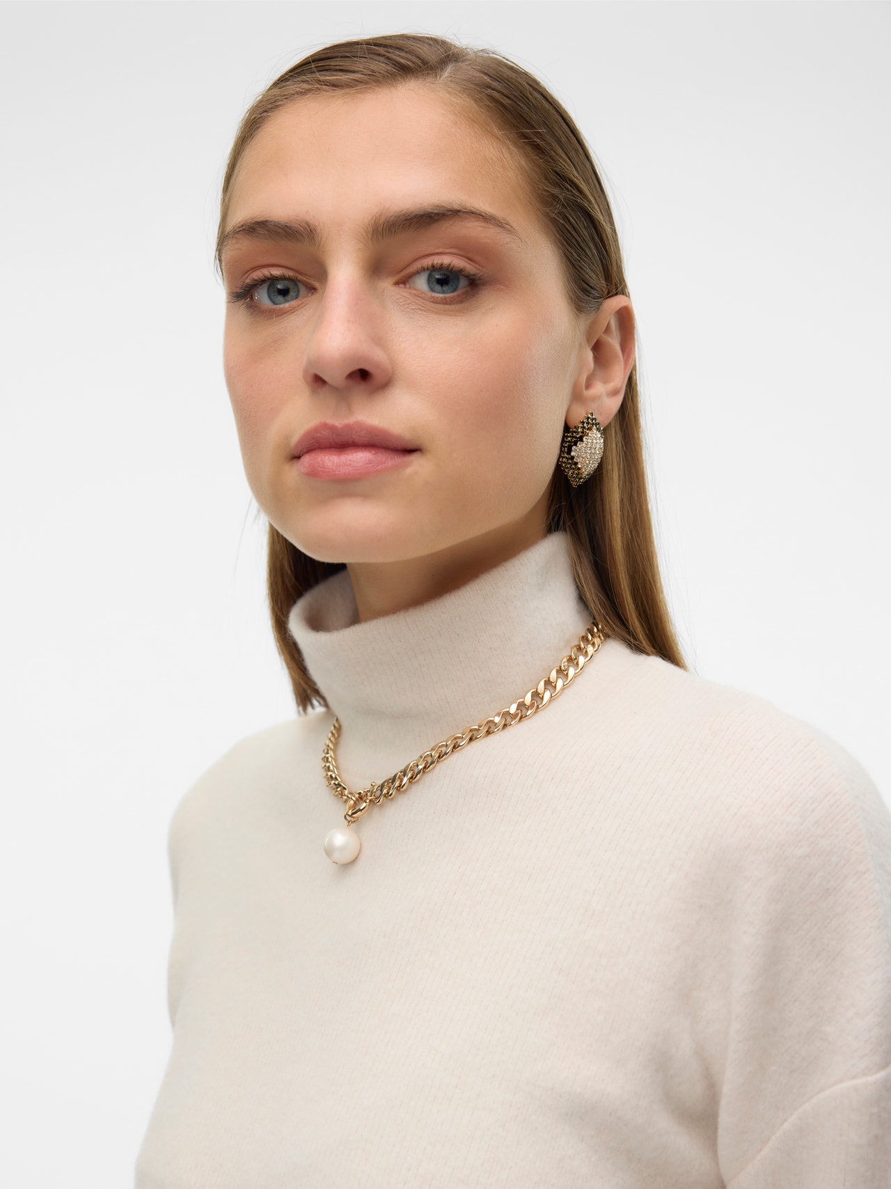 Vero Moda Ruumikas lõige Kõrge kaelus Langetatud õlaosa Top -Oatmeal - 10317856