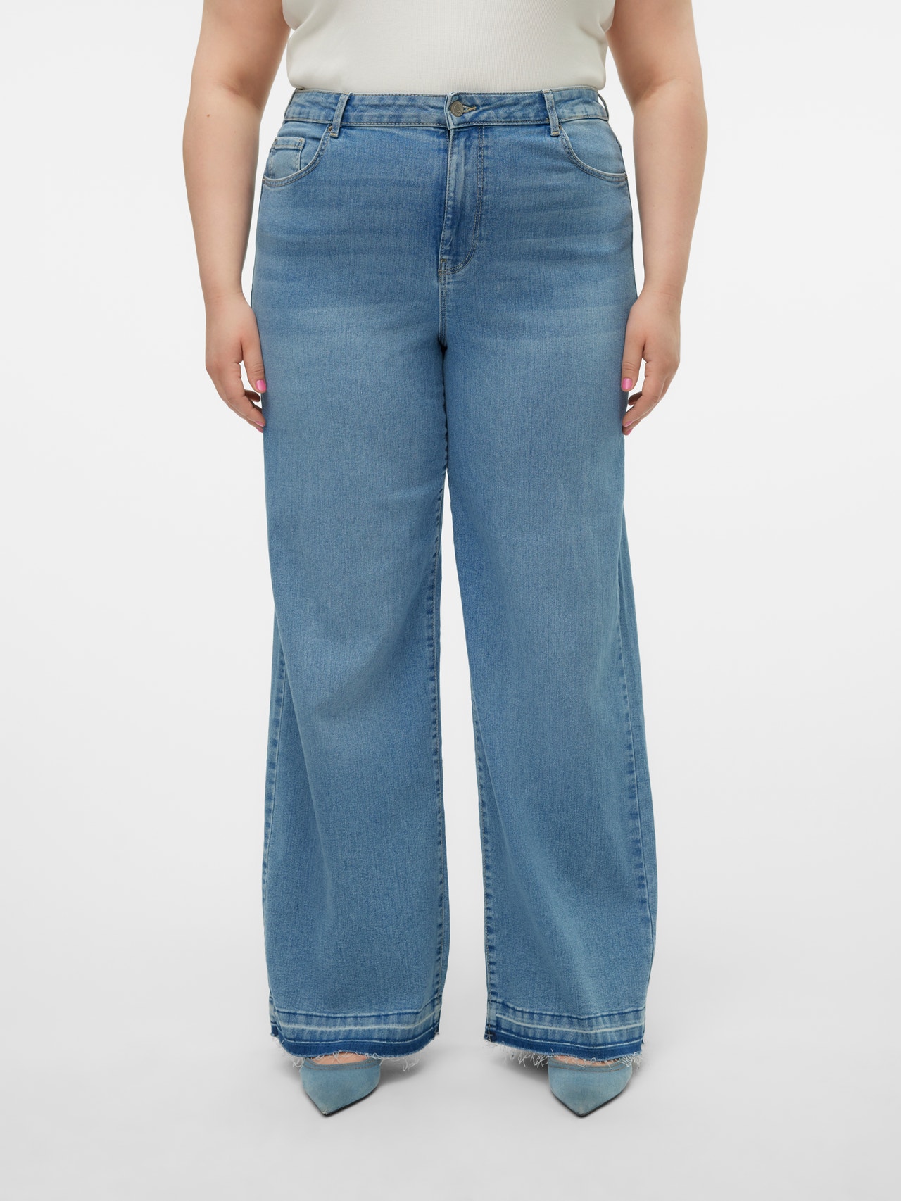 Vero Moda VMCKATHY Hohe Taille Locker geschnitten Jeans -Light Blue Denim - 10318375