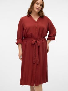 Vero Moda VMBUMPY Sukienka midi -Fired Brick - 10319341