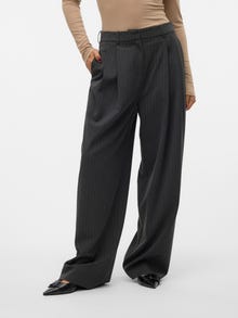 Vero Moda VMSILJE Mid waist Trousers -Dark Grey Melange - 10319718