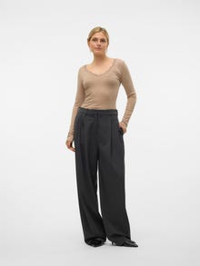 Vero Moda VMSILJE Mid waist Trousers -Dark Grey Melange - 10319718