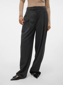 Vero Moda VMSILJE Mid waist Trousers -Dark Grey Melange - 10319718