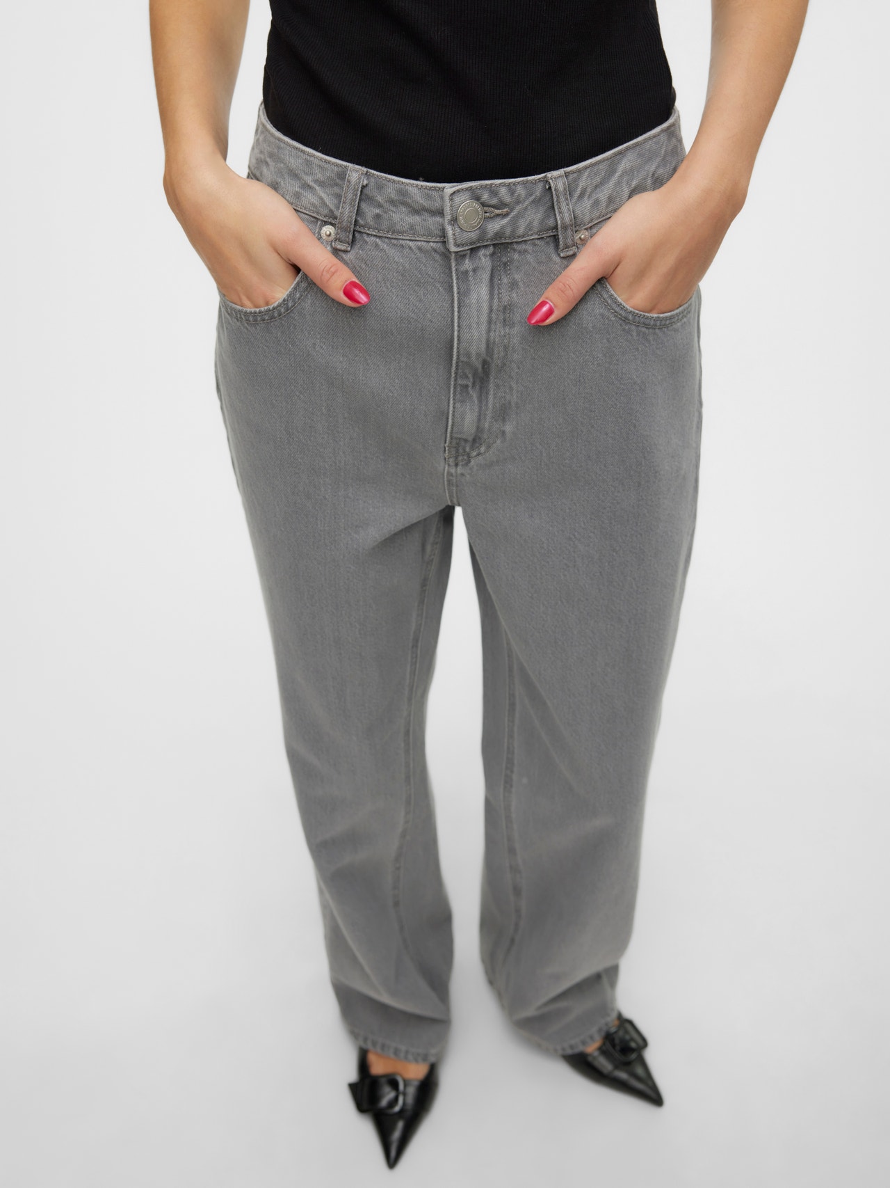 Vero Moda VMTOKEY Låg midja Rak passform Jeans -Medium Grey Denim - 10319789