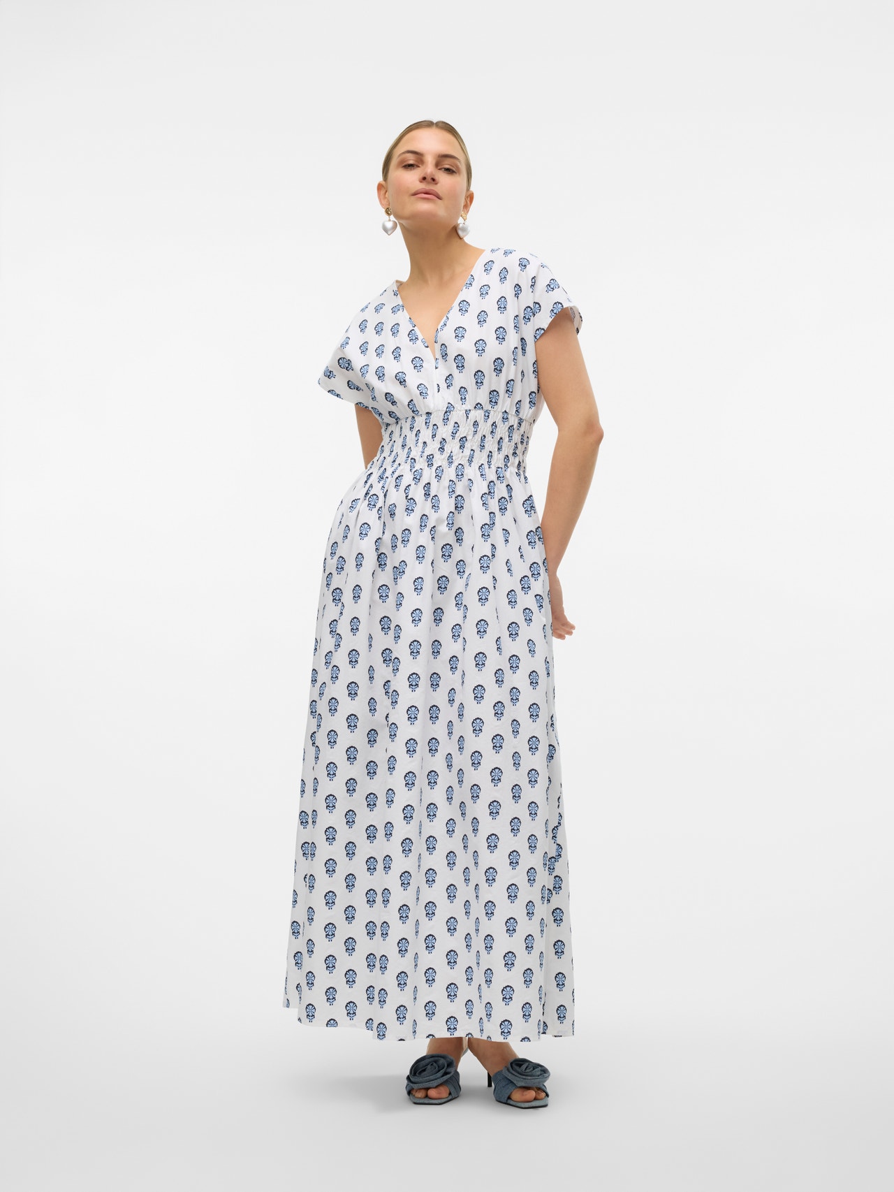 Vero Moda VMMYKONOS Długa sukienka -Bright White - 10320326