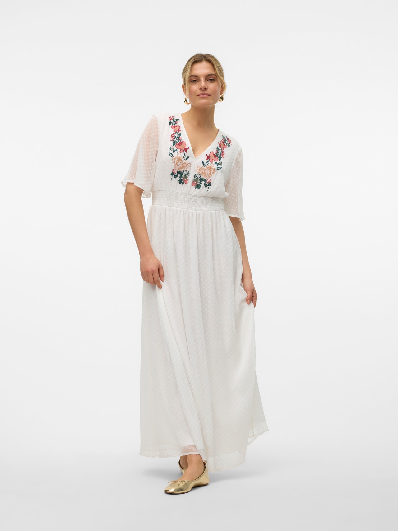 Vero Moda VMDAISEY Długa sukienka -Bright White - 10320372