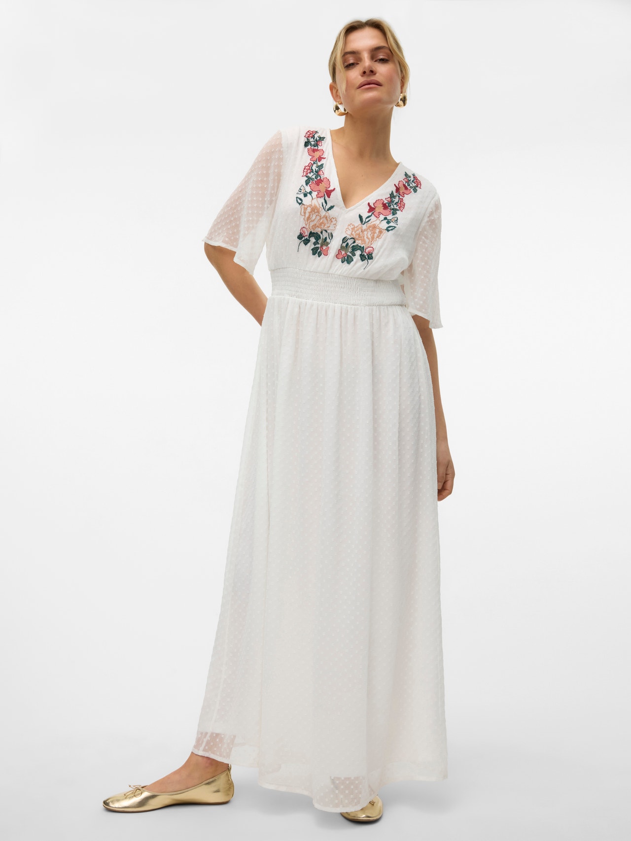 Vero Moda VMDAISEY Lång klänning -Bright White - 10320372