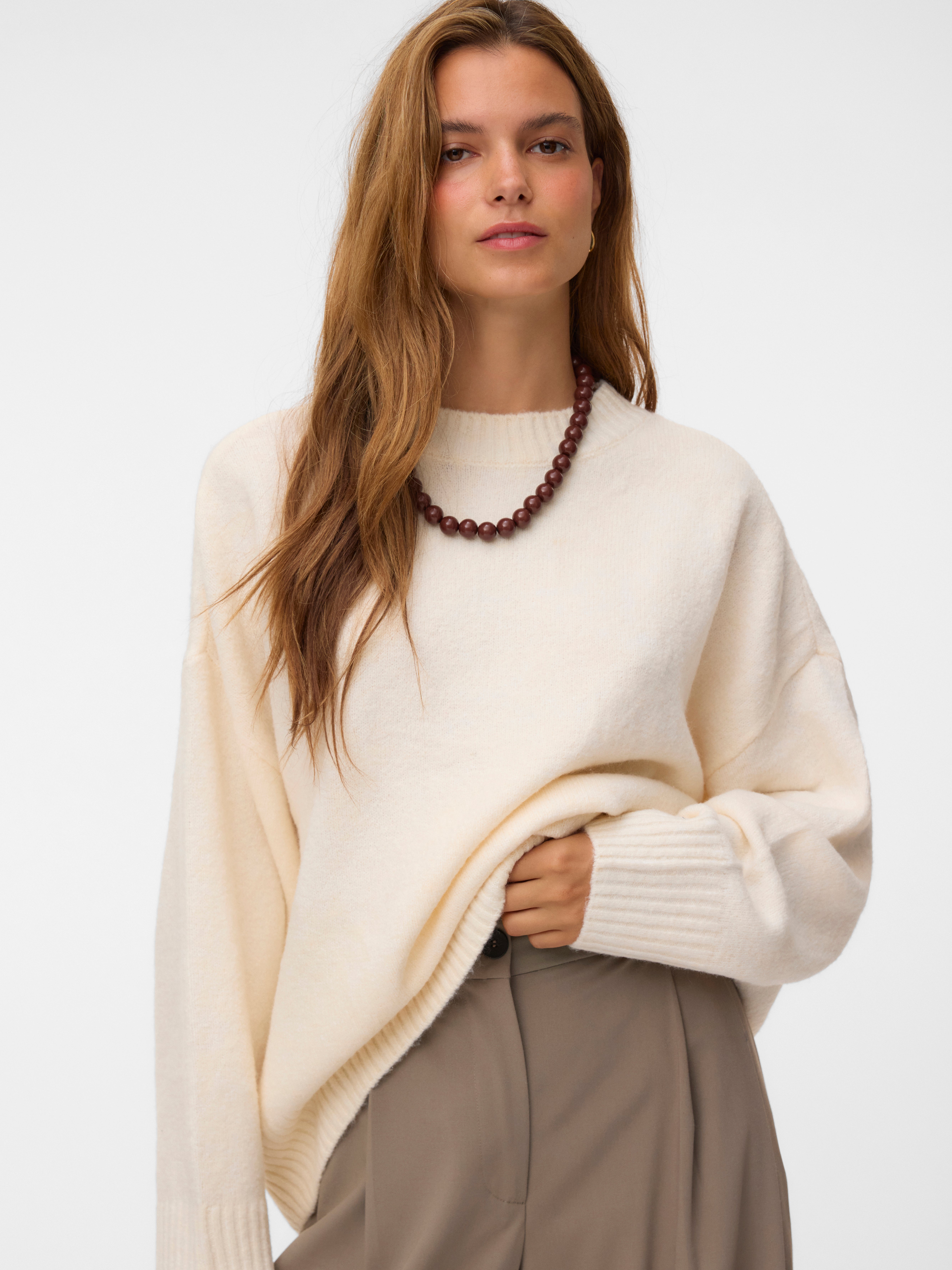 VERO MODA Pull VMBOOM En Maille Douce – Pull Col Rond Femme Confortable Et Tendance