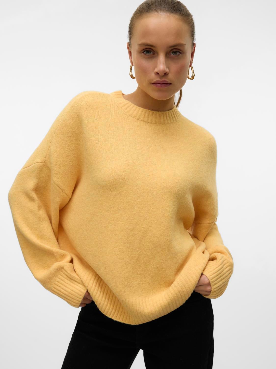 Vero Moda Crew Neck Oversized Knit Sweater Yellow Size 2024 Small