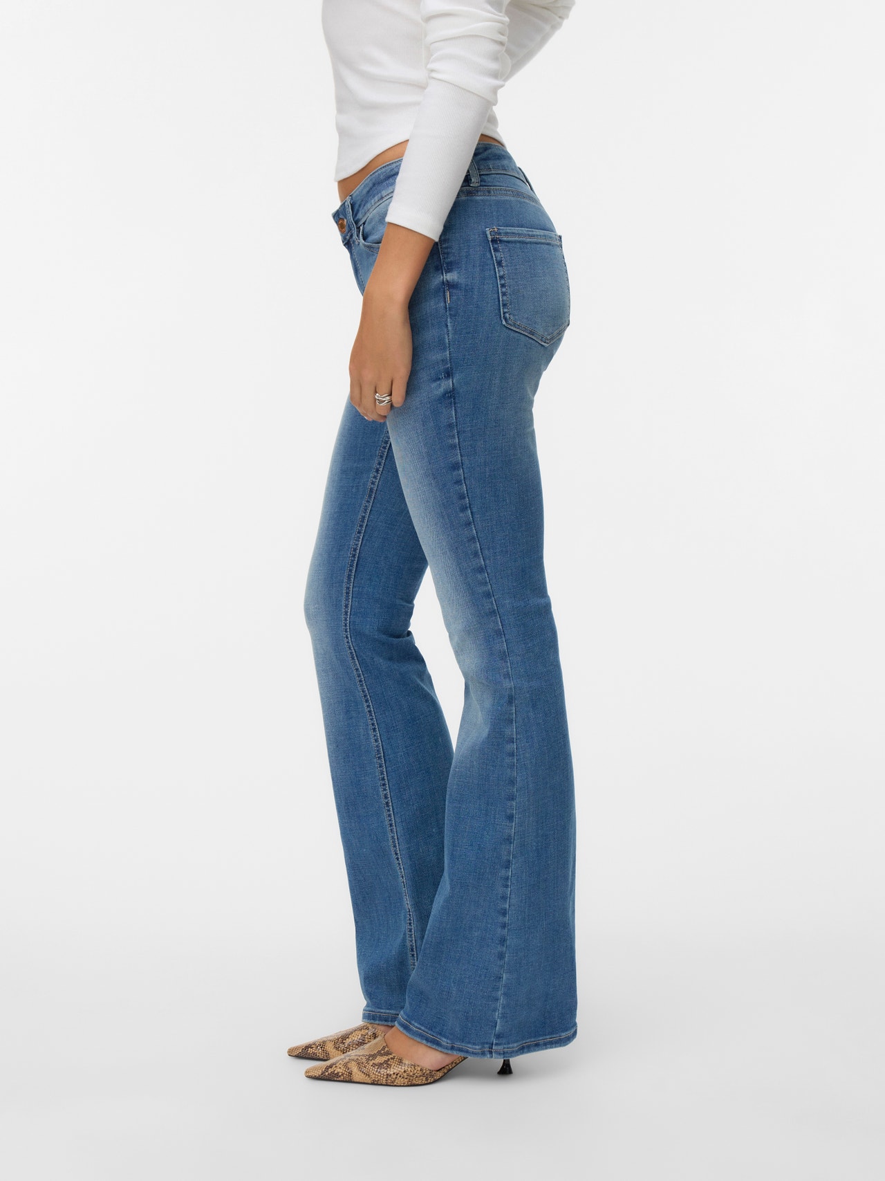 Vero Moda Flared fit jeans in medium blue denim Vero Moda Flared fit jeans in medium blue denim