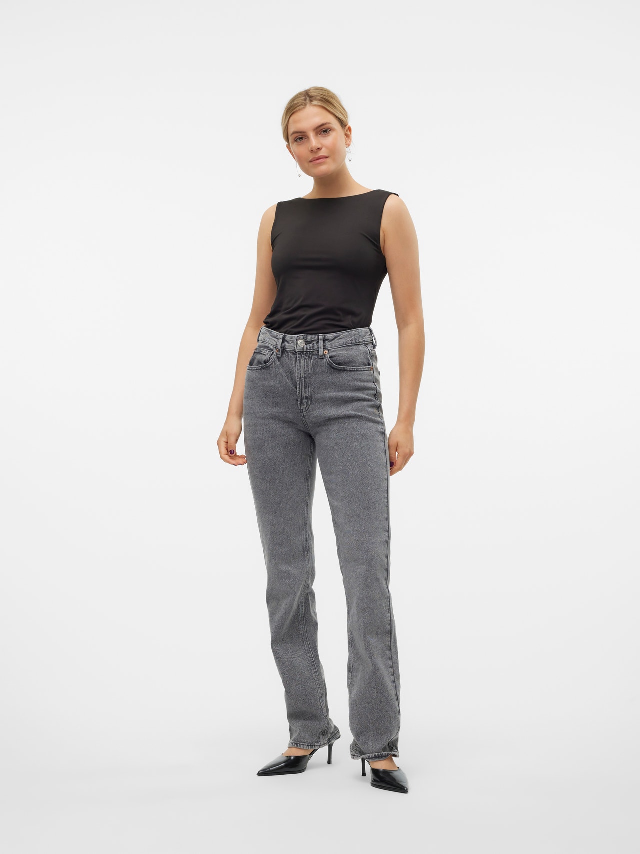 Bestseller A/S Dames VMTESSA HR Straight RA118 GA NOOS jeans, zwart, 29/30, Schwarz, 29W / 30L Bestseller A/S Dames VMTESSA HR Straight RA118 GA NOOS jeans, zwart, 29/30, Schwarz, 29W / 30L
