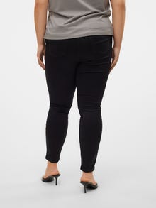 Vero Moda VMSEVEN Medelhög midja Slim Fit Jeans -Black - 10320852