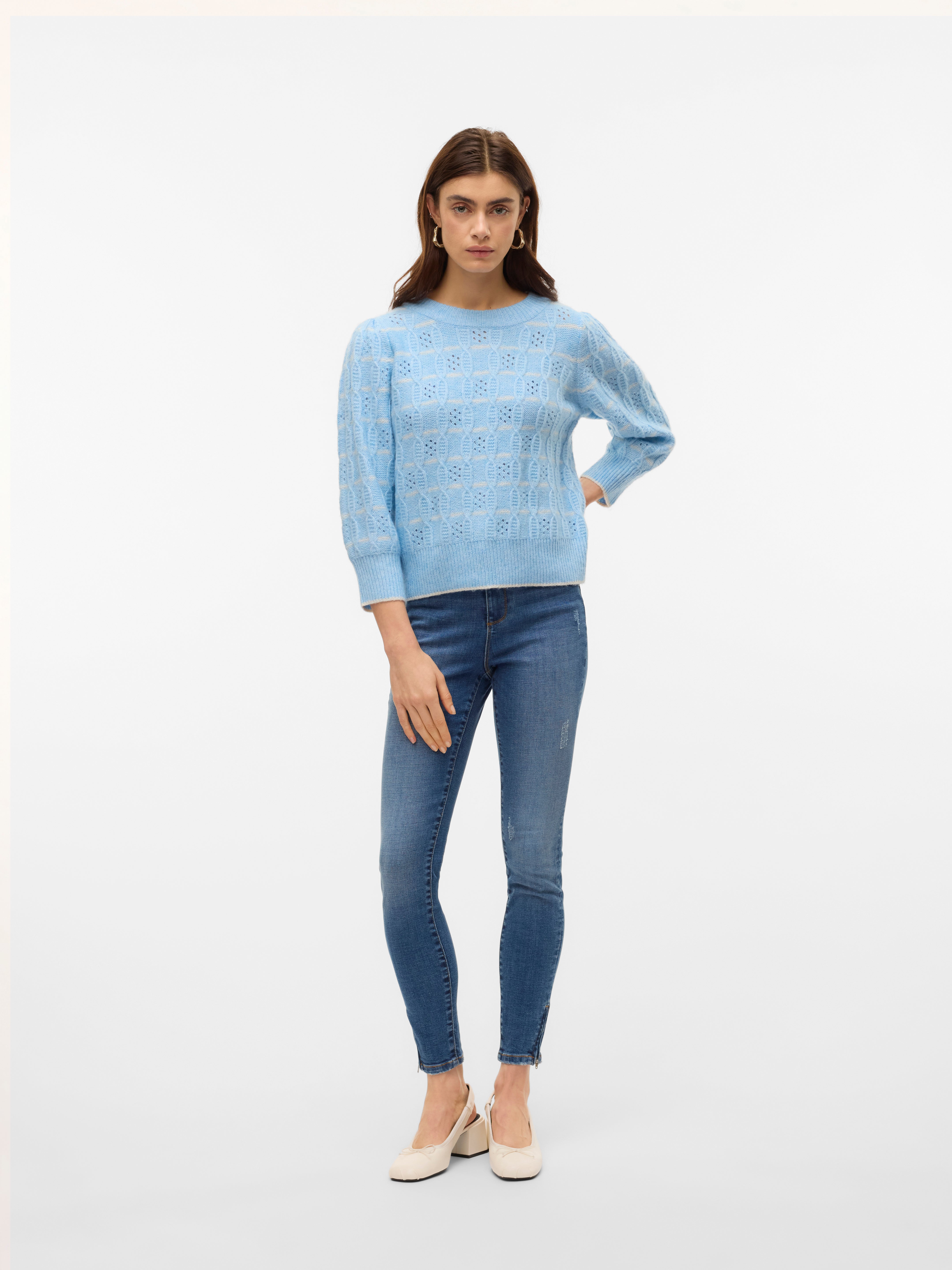 Vero Moda VMNEWLEONOR O-NECK - Trui - airy blue/blauw Vero Moda VMNEWLEONOR O-NECK - Trui - airy blue/blauw
