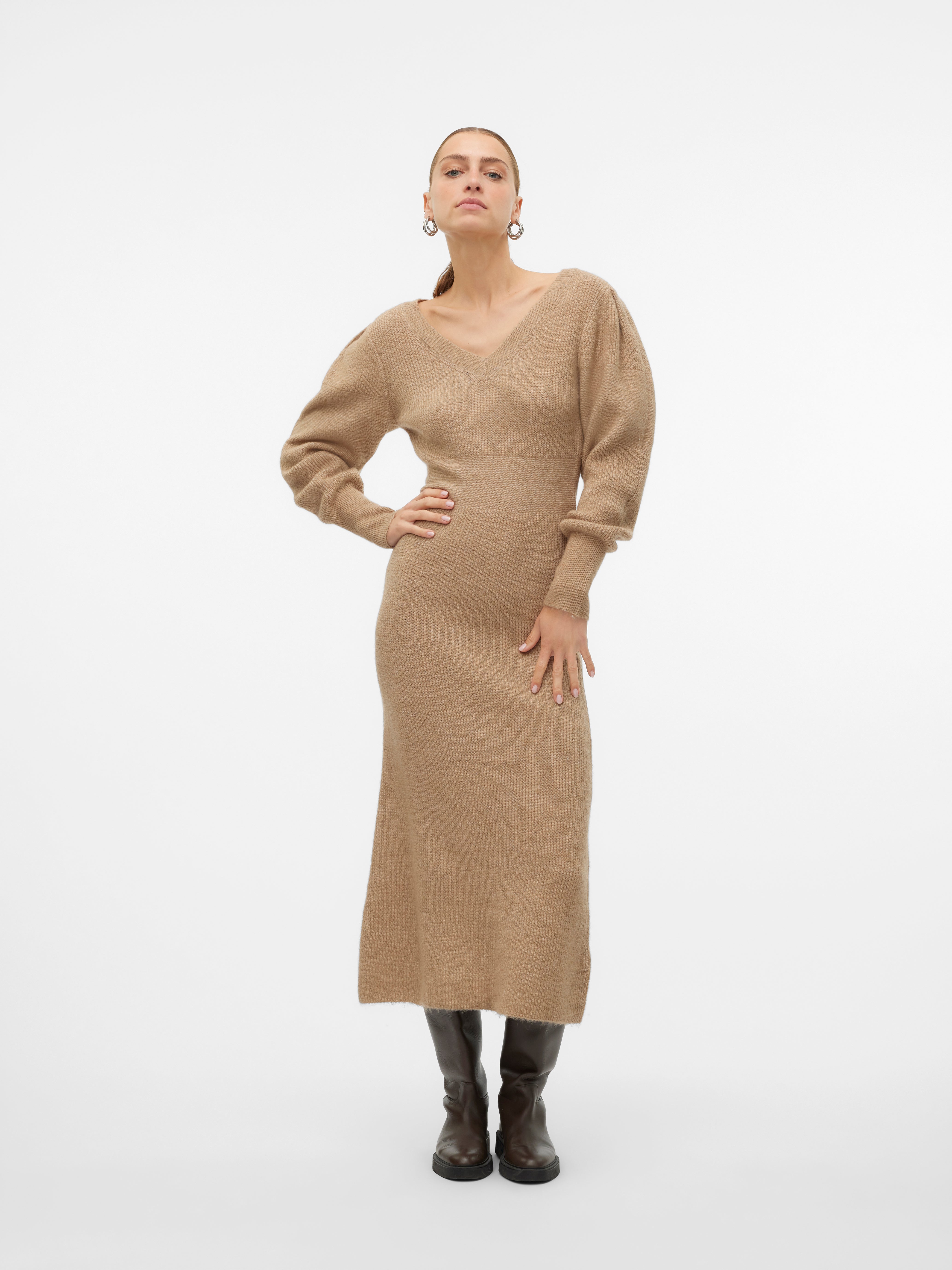 VMANGALINA Long dress | Light Brown | Vero Moda VMANGALINA Long dress | Light Brown | Vero Moda