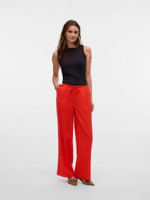 Vero Moda VMKIA Vidutinio aukščio juosmuo Kelnės -Fiery Red - 10321947