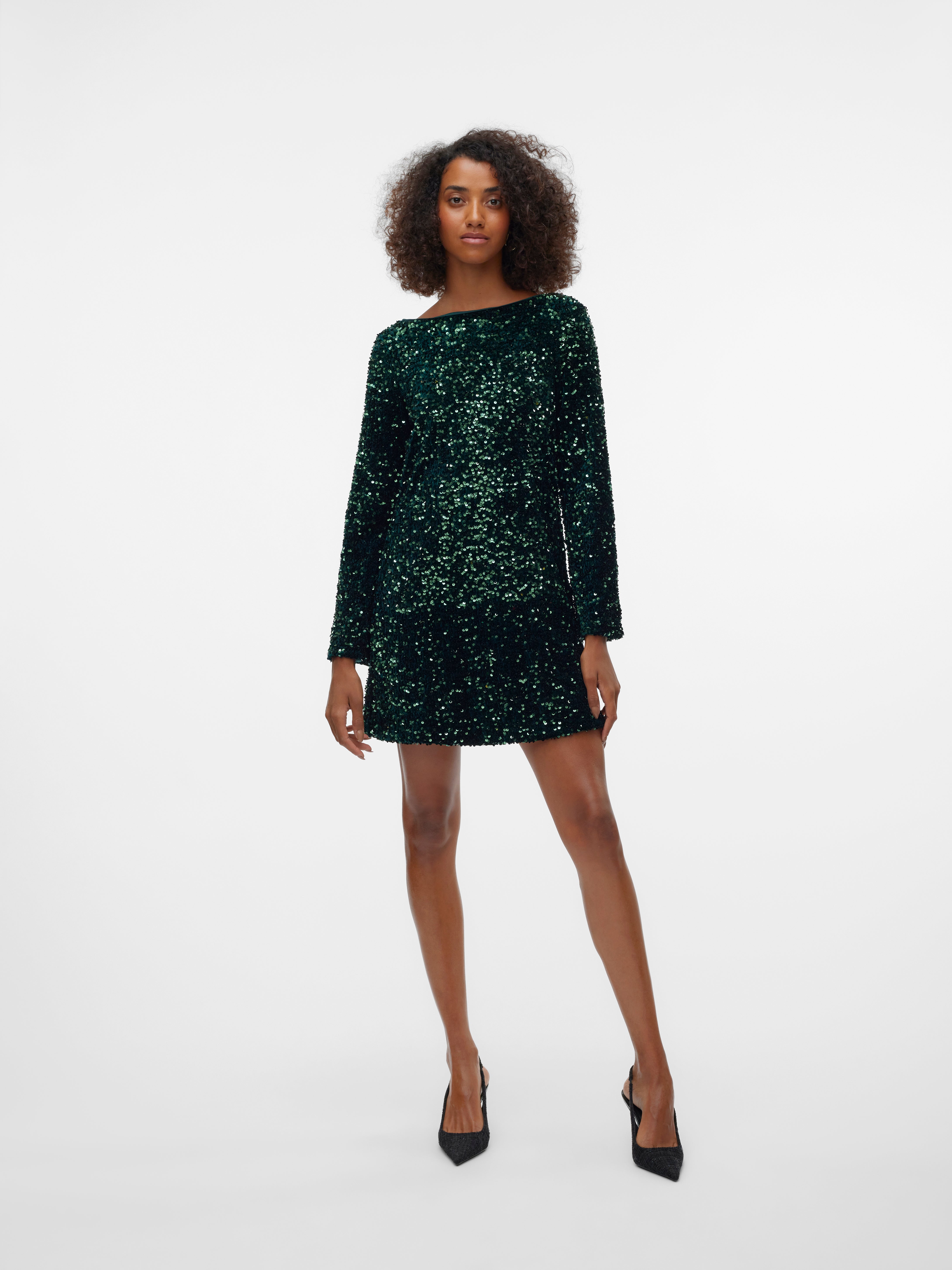 Wyldr sequin outlet green open back short dress