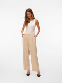Vero Moda VMMINDY Średnia talia Spodnie -Oatmeal - 10322125