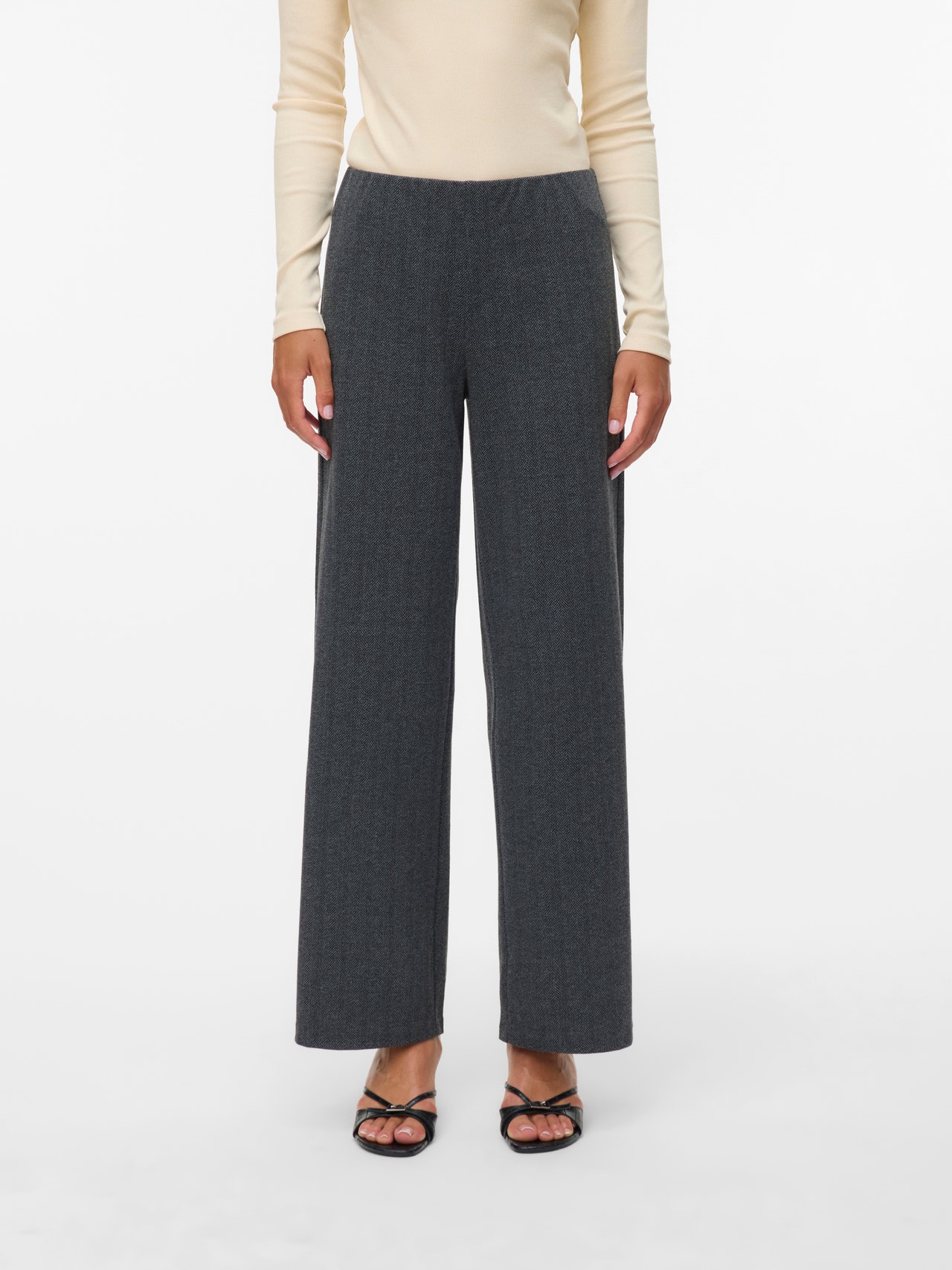 VERO MODA Dames Vmberlin My Mw Wide Print Pant Noos broek, Medium grijs (grey melange), M / 32L VERO MODA Dames Vmberlin My Mw Wide Print Pant Noos broek, Medium grijs (grey melange), M / 32L
