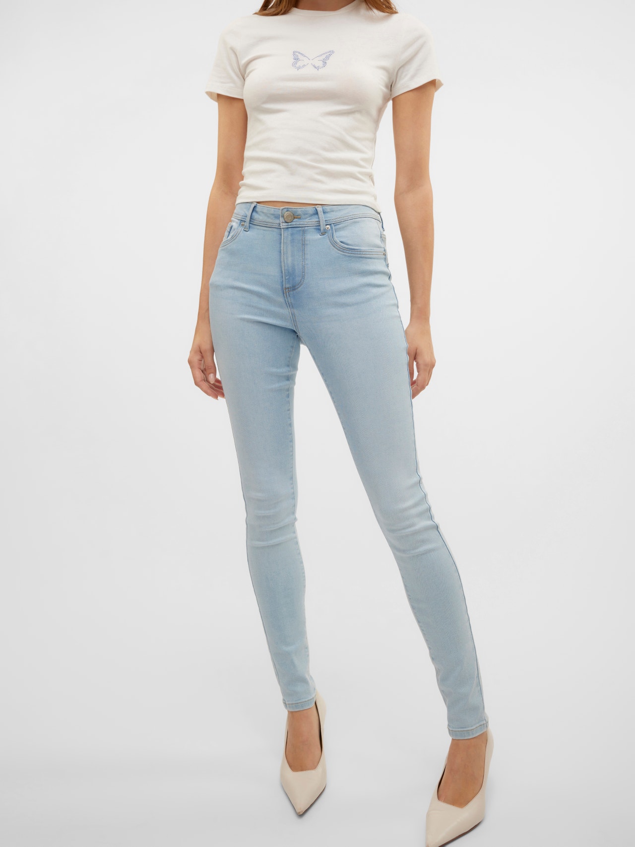 Vero Moda VMTANYA Mid Rise Skinny Fit Jeans -Light Blue Denim - 10322778