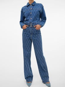 Vero Moda VMTESSA Wysoki stan Szeroki krój Jeans -Medium Blue Denim - 10322858