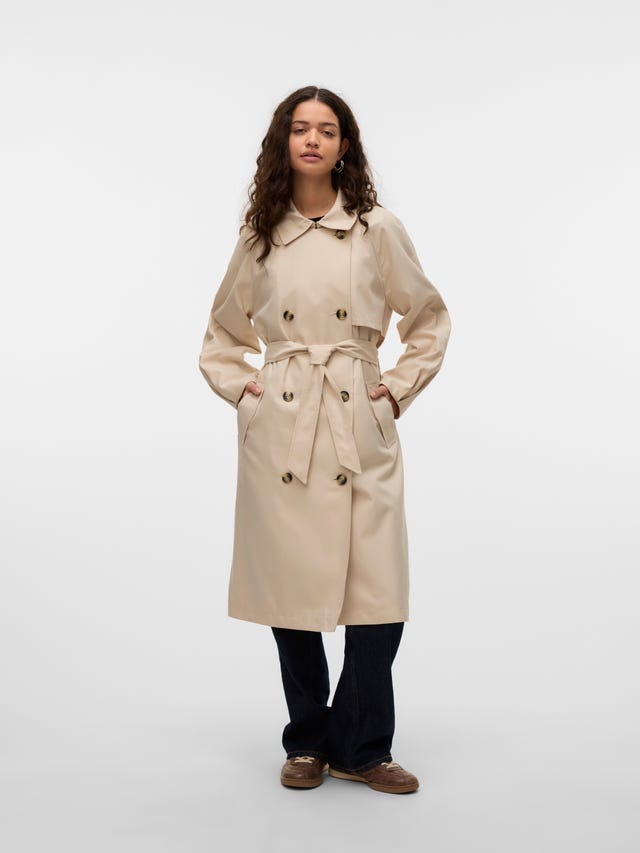 Vero Moda padded longline coat with hood in brown Vero Moda padded longline coat with hood in brown