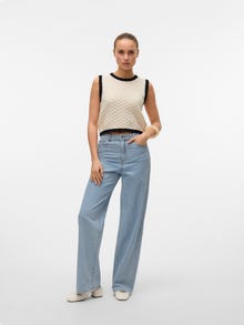Vero Moda VMKATHY Super High Rise Weiter Beinschnitt Jeans -Light Blue Denim - 10323235