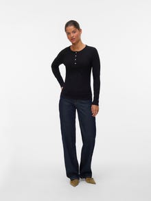 Vero Moda Tihedalt liibuv lõige Ümmargune kaelus Top -Black - 10324003