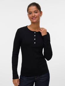 Vero Moda Tihedalt liibuv lõige Ümmargune kaelus Top -Black - 10324003