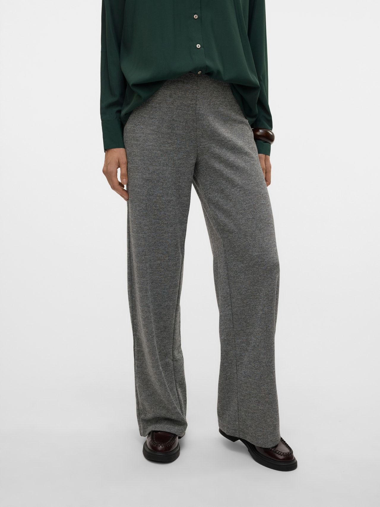 Vero Moda VMBERLIN WIDE PANT - Pantaloni - dark grey/black/grigio scuro Vero Moda VMBERLIN WIDE PANT - Pantaloni - dark grey/black/grigio scuro