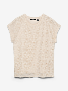 Vero Moda Tavapärane lõige Ümmargune kaelus Langetatud õlaosa Top -Birch - 10325017